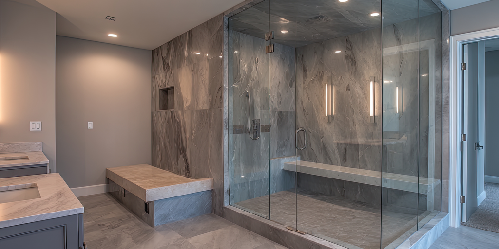 stone bath and shower
