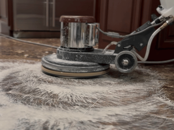 Marble floor during restoration